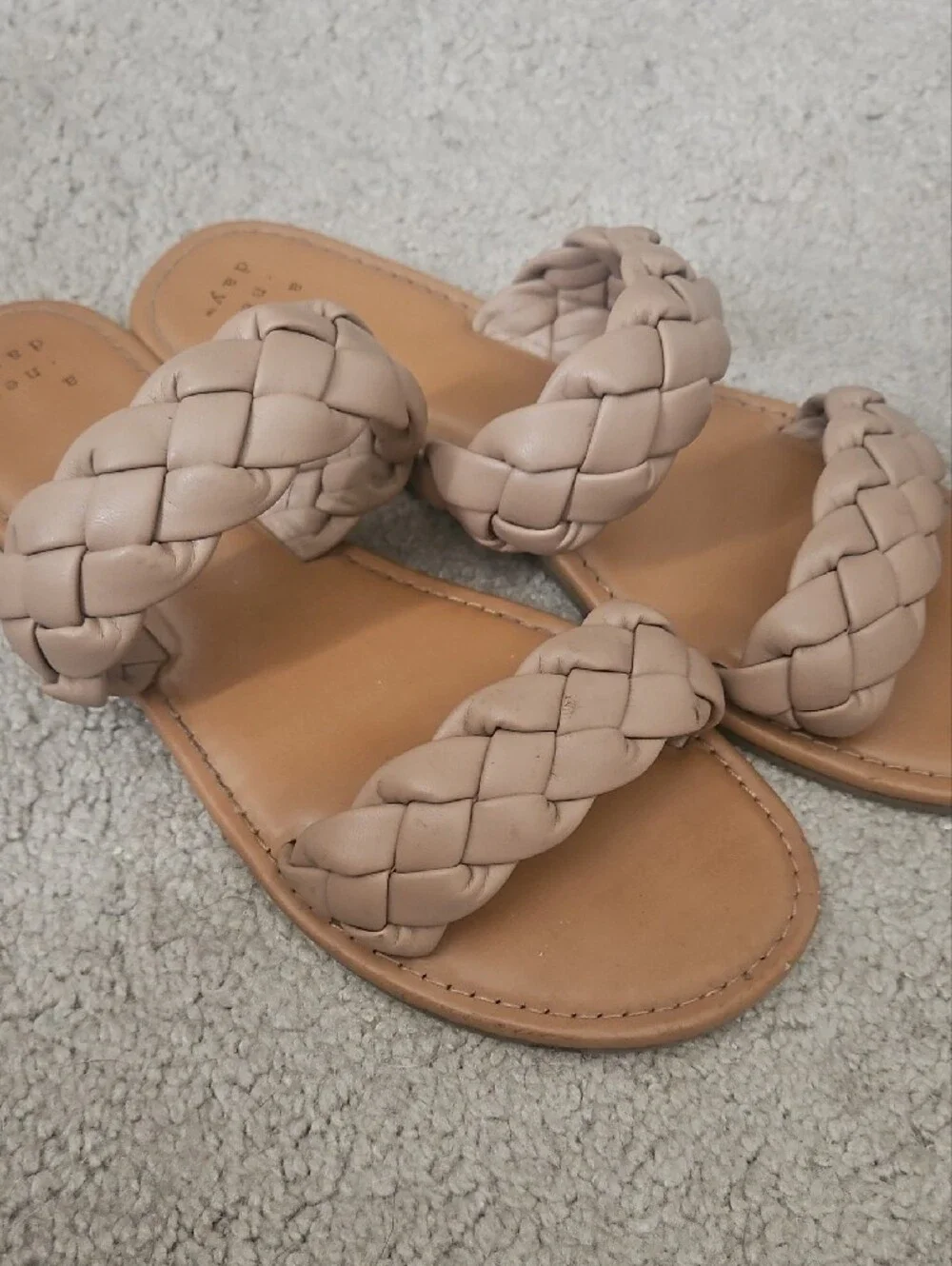 a new day Tan Nude Braided Double-Strap Slide Sandals